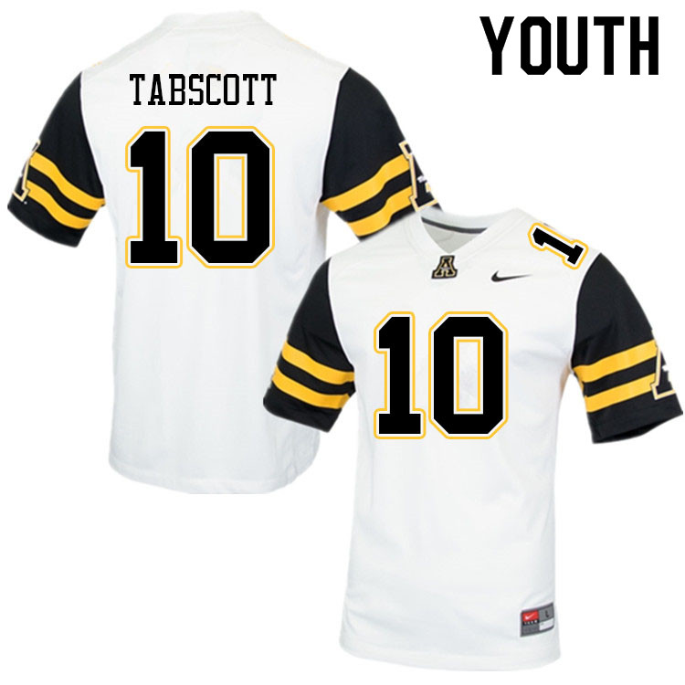 Youth #10 DC Tabscott Appalachian State Mountaineers College Football Jerseys Sale-White - Click Image to Close